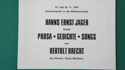 Theater Bremen 1968 Prospekt Hans Ernst Jäger Prosa Gedichte Brecht  B-12701 - Bild 1 von 4