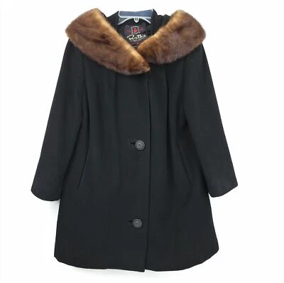 Casaco de cashmere vintage tamanho personalizado LEIA S/M colarinho de pele retrô El Candida Windermere - Imagem 1 de 4