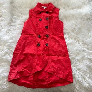 Cabi Red Trench Vest Jacket Coat Sleeveless Dress sz 4 Double Breasted Belted YK - Picture 1 of 6