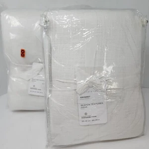 Pottery Barn Seaton Grommet Cotton Lined Curtain 100”x96” White NEW SET OF 2 - Picture 1 of 3