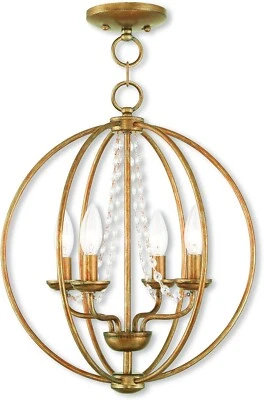 Livex Lighting 40914-48 Arabella 4 Light Mini Chandelier Antique Gold Leaf - Image 1 of 3