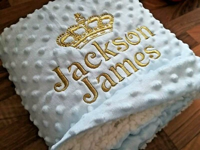 SOFT TOUCH KRONE GRÜBCHEN SHERPA-RÜCKEN JUNGE MÄDCHEN PERSONALISIERT BESTICKT BABYDECKE