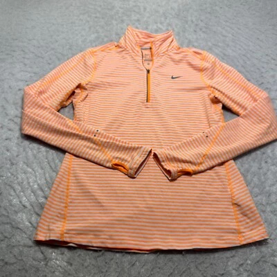 Pullover Nike Running Dri Fit 1/4 Cremallera Naranja Blanco Cuello Simulado Para Mujer Talla Mediana Foto 1 de 4
