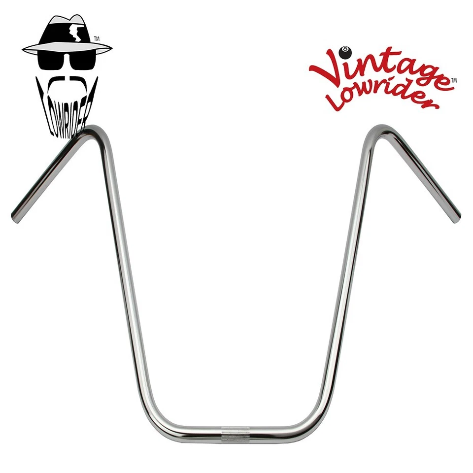 19" RISE GENUINE VINTAGE LOWRIDER STEEL V APE BICYCLE HANDLEBAR 22.2MM IN CHROME - Image 1 of 1