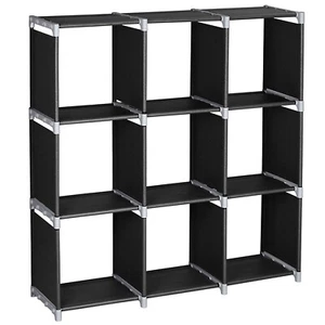 9 Cube Bookcase Under Stairs Storage Unit Multi-Use Cube Storage Organiser,Black - Picture 1 of 10