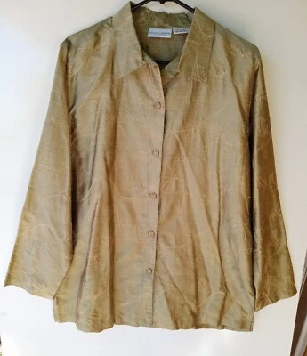 JACLYN SMITH Classic Gold Women's Long Sleeve Button front Blouse Large - Изображение 1 из 4