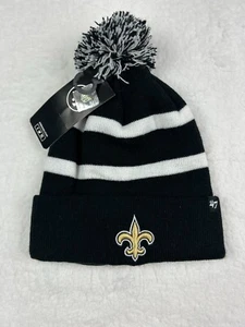 Nuevo 47 Nuevo Gorro Blanco Negro New Orleans Saints Adulto OSFM - Imagen 1 de 6