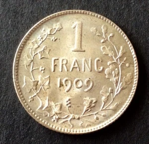 Belgique - Léopold II - Superbe monnaie de 1 Franc 1909 FR - avec point - Picture 1 of 2