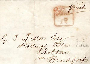 GB Cover Yorks *Bradford 1d Paid* 1844 {samwells-covers} 10.7 - Picture 1 of 12