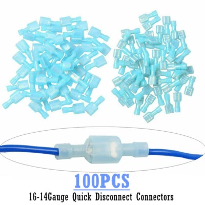 100X 16-14 Gauge Male/Female Insulated Wire Terminal Quick Disconnect Connectors - Image 1 of 4