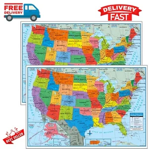28"x40" Wall Map Of The United States USA Road Travel Maps City Name US Poster. - Picture 1 of 5