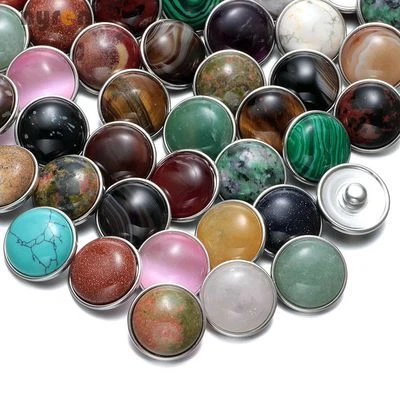 50pcs/lot Natural Texture Stone 18mm Ginger Snap Button Jewelry Snaps Jewelry  - Image 1 of 4