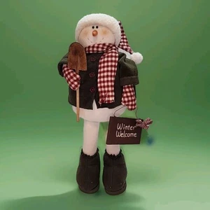 Stand Up Snowman Christmas Decoration Wooden Bottom Feet Country - Picture 1 of 12