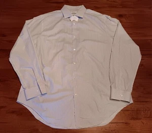 CALVIN KLEIN Slim Fit Stretch Dress Shirt XL  17-17.5 White/Light Blue  - Picture 1 of 10