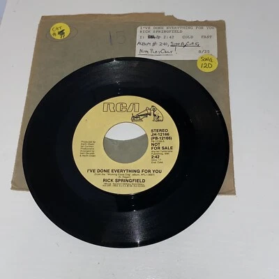 Rick Springfield I’ve Done Everything For You Radio Station DJ Single Record 45 - Image 1 of 4