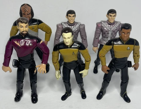 Star Trek Action Figure Lot (1992 Playmates, Worf, Spock, Data, La Forge, Riker) Cover