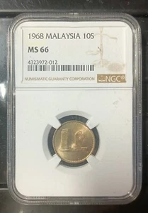 MALAYSIA  1968 10 CENT COIN NGC  MS66. - Picture 1 of 4