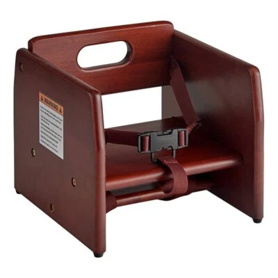 Restaurant Children Booster Seat in Mahogany Wood Finish - For Commercial Use — 第 1/4 张图片