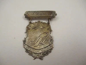 Antique 1903 Handmade Victorian Sterling Silver Religious Medal Dove Cross Bible - Picture 1 of 6