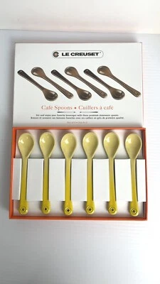 RARE Le Creuset Cafe Spoons Premium Stoneware Spoons Yellow Set Of 6 - Image 1 of 4