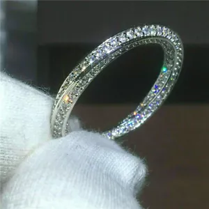 1 Kt Rund Diamant Memoirering Jahrestag Hochzeit Bandring Weißgold-Finish Silber - Bild 1 von 7