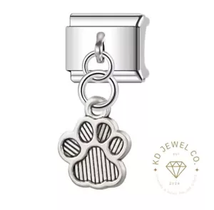 Italian 9mm Silver Pet Paw Charm for Nomination Bracelet Bangle Animal Pet - Picture 1 of 2