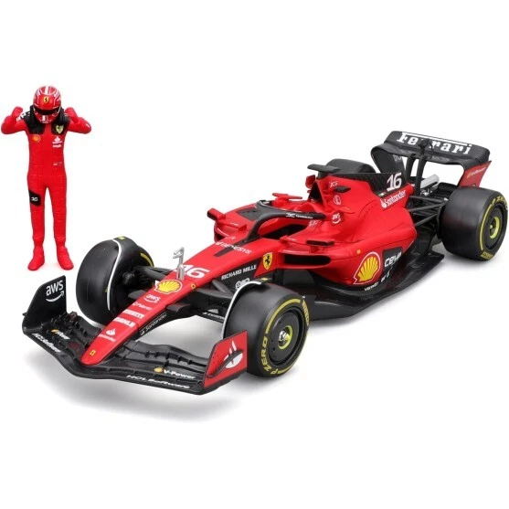 LECLERC FERRARI SF-23 con Figura Mod. Auto Formula 1 - 1/24 23cm DieCast Bburago
