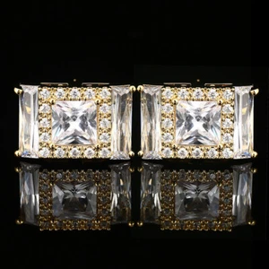 Men Shiny Crystal Rhinestone Cufflink Wedding Party Shirt Boxed Cuff Link - Picture 1 of 8