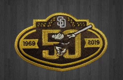 Padres 50th Anniversary Patch 2019 San Diego Baseball BROWN AWAY Jersey Machado  - Image 1 of 2