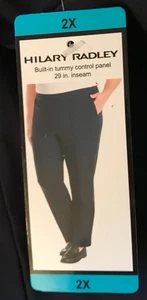 Hilary Radley Women's Pull On Pants Front Pintucks Navy Blue Sz XXL NEW - Picture 1 of 8