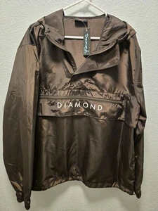 Diamond Supply Co. Windbreaker Pullover Hooded Brown Sz XLarge 1/4 Zip - Picture 1 of 9