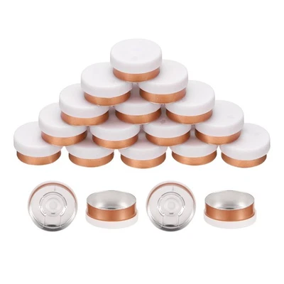 20mm Flip Off Caps 100PCS Burr-Free Flip Off Top Caps, White/Gold Foto 1 de 4