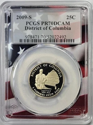 2009-S Clad Quarter - District of Columbia - PCGS PR70DCAM - U.S.A. Flag Label - Image 1 of 2
