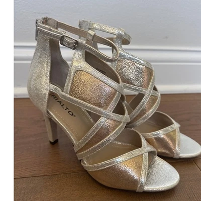 Rialto Ria Cage D'Orsay Tacones Puntera Abierta Metálicos Plateados Dorado Noche Mujeres Talla 7  Foto 1 de 4