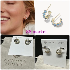 NEU Kendra Scott Cailin Gold Huggle Ohrringe in weißem Opal irisierender Kristall - Bild 1 von 14