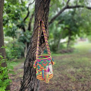 Kolumbianische 🇨🇴 Handarbeit große Wayuu Stamm VIELE FARBEN Mochila Bucket Boho Tasche - Bild 1 von 7