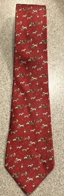 Corbata Salvatore Ferragamo Hombre DACHSHUND Diseñador 100% Seda-Hecha en Italia-Roja Foto 1 de 4