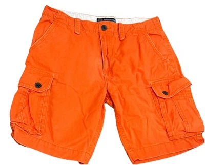 Pantalones Cortos Carga American Eagle Para Hombre Talla 34 Naranja Frente Plano Algodón Pesado De Colección Y2K Foto 1 de 4