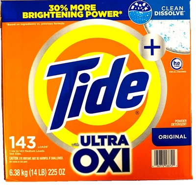 Detergente para ropa Tide Ultra óxido en polvo original 250 OZ (15,6 LB) 143 cargas Foto 1 de 4