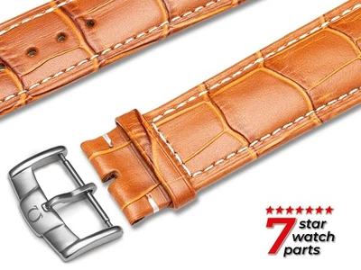 Para Reloj OMEGA MARRÓN CLARO BLANCO Correa de Cuero Correa Hebilla Pasadores 18-24mm - Imagen 1 de 4