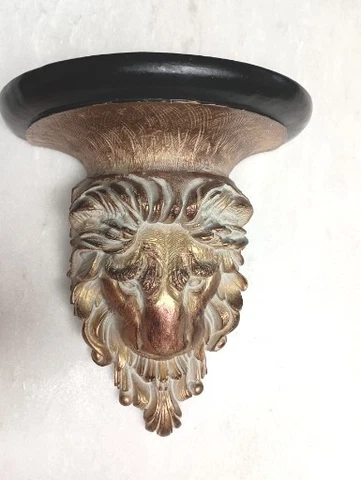 Vintage Mid Century Modern Lion Sconce Shelf Regency Style Cover