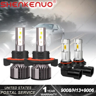 For 2004-2014 Ford F150 6K LED Headlight Hi/Lo + Fog Light 4 Bulbs Combo kit - Image 1 of 4