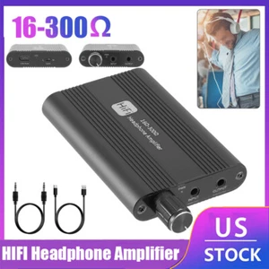 16-300Ω HIFI Headphone Amplifier Portable Earphone AMP 3.5mm w/ Audio USB Cable - Picture 1 of 17