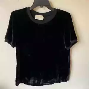 Alice + Olivia by Stacey Bendet Women’s Velvet Short Sleeve Blouse Gothic Top - Picture 1 of 6