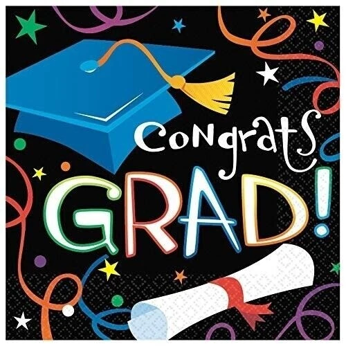 Graduation Napkins 12" Square 16 per pack Paper Congrats Grad Celebration - Image 1 of 3