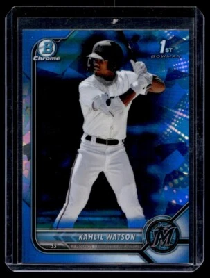 2022 Bowman Chrome Sapphire QTY Kahlil Watson Miami Marlins #BCP-3 - Image 1 of 2