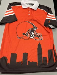 Polo calcio grafica NFL Team Apparel CLEVELAND BROWNS ARANCIONE marrone taglia M - Foto 1 di 8