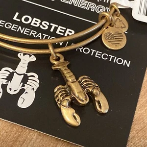 NWT Alex and Ani "LOBSTER" Beach Sea Charm Gold Adjustable Bracelet w/Tag & Card - Picture 1 of 5