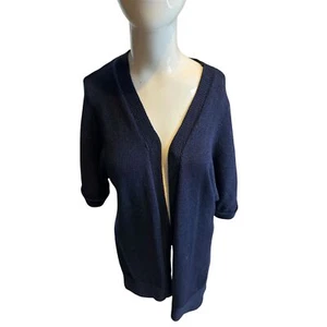 Cardigan Lilly Pulitzer aperto in maglia da donna taglia L blu navy  - Foto 1 di 8