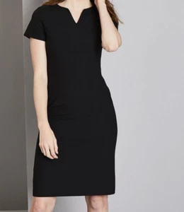 Abito donna nero scollo dentellato taglia 12 uniforme ufficio semi aderente teflon abbigliamento da lavoro - Foto 1 di 3